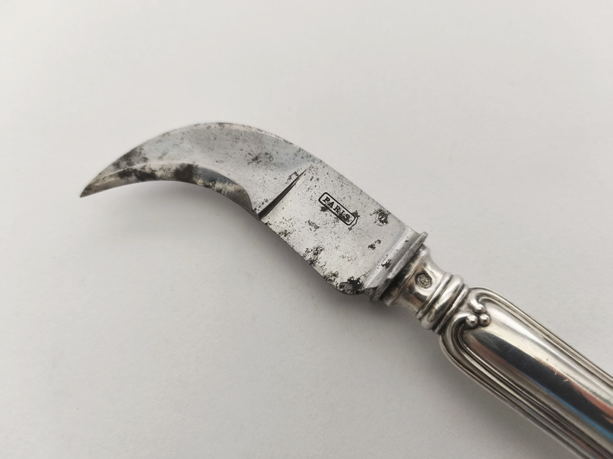 Champagne Muselet Knife In Solid Silver And Steel. Late 19th - Early 20th Century. -photo-3