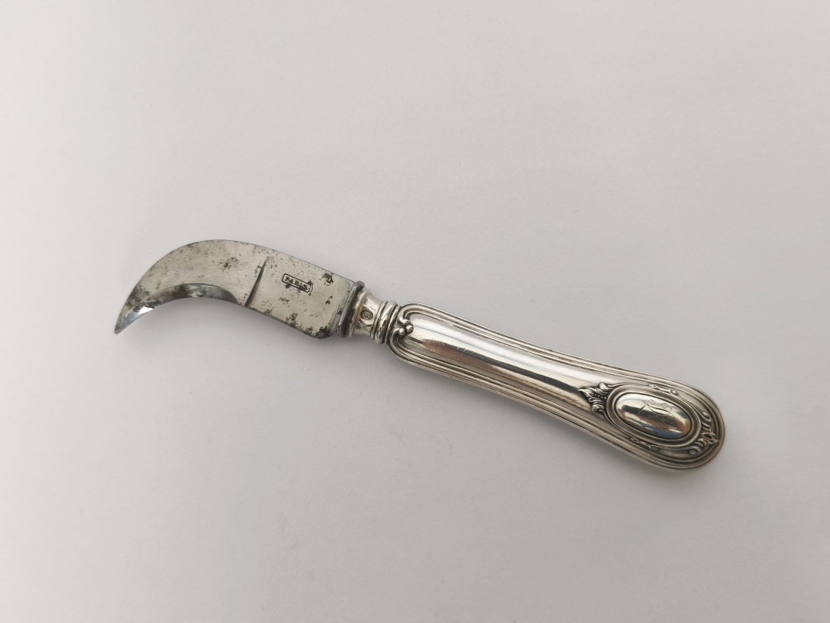 Champagne Muselet Knife In Solid Silver And Steel. Late 19th - Early 20th Century. 