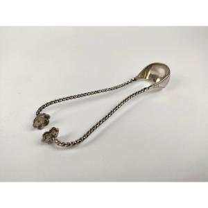 Jl Hardy: Exceptional Olive Tongs In Sterling Silver From The Empire Period. Early 19th Century. 