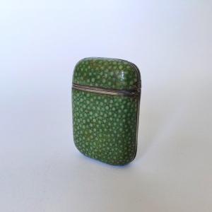 Interesting Pyrogen In Shagreen And Sterling Silver. Matchbox. 