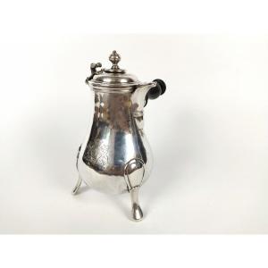 Superb Chocolate Pot In Armored Sterling Silver, 18th Century, Reign Of Louis XV. 18th Count