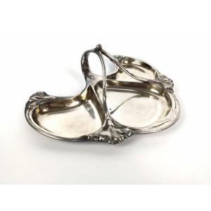 Gallia For Christofle: Magnificent Art Nouveau Carnation Drageoir In Silver Metal. 