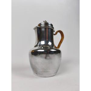 Doutre-roussel: Marabout Jug With Flat Bottom In Solid Silver. 2nd Empire Period. 