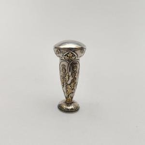 E. Lefebvre : Sceau Ou Cachet à Cire En Argent Et Vermeil Art Nouveau, Décor De Chardon C1900