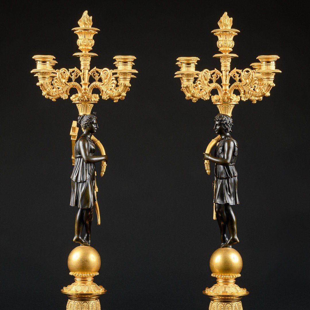 Model By Pierre - Philippe Thomire - Pair Of Large Empire Candelabra “ Apollo & Diana ”-photo-7