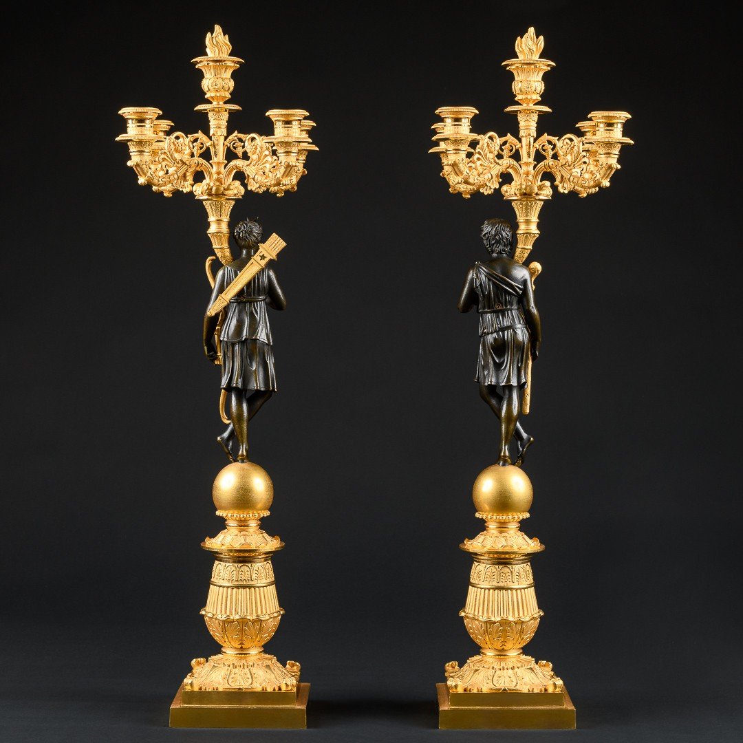 Model By Pierre - Philippe Thomire - Pair Of Large Empire Candelabra “ Apollo & Diana ”-photo-8