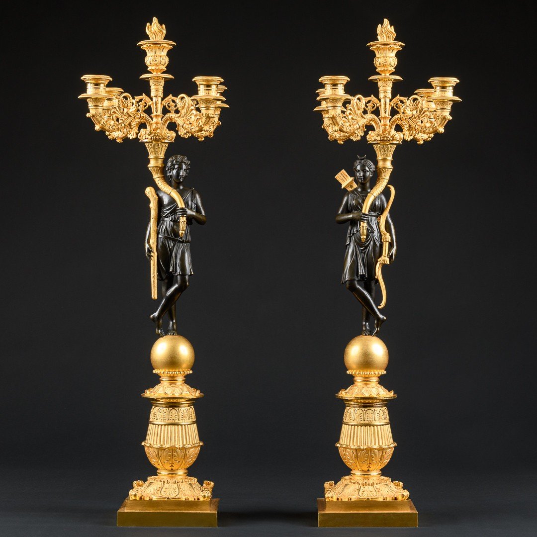 Model By Pierre - Philippe Thomire - Pair Of Large Empire Candelabra “ Apollo & Diana ”