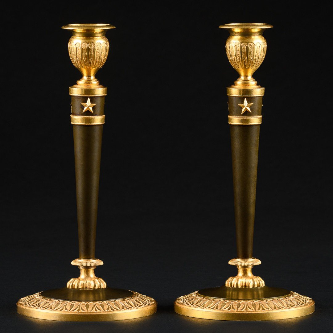 Claude Galle - Refined Pair Of Empire Period Candlesticks 