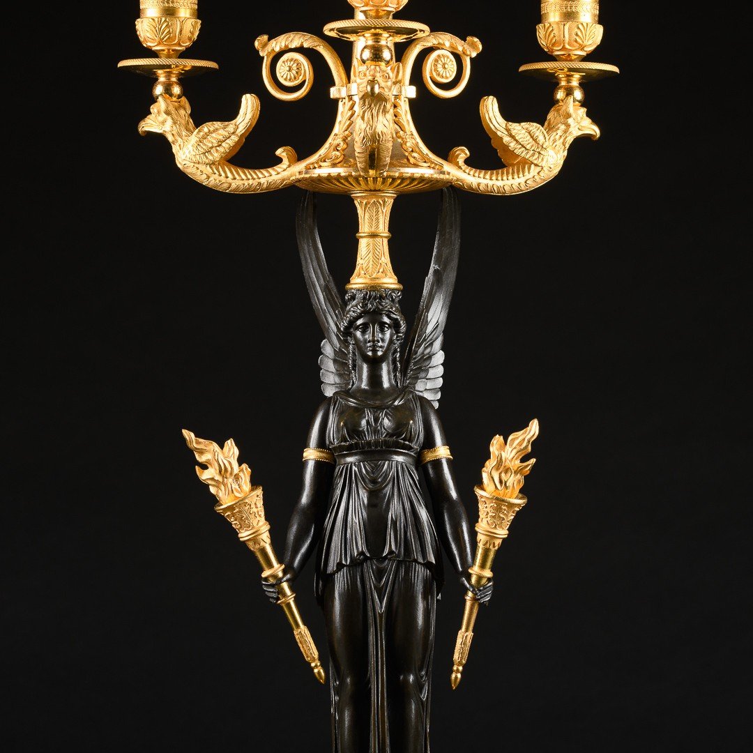 Pierre - Philippe Thomire - Spectacular Pair Of Early Empire Candelabra With Victories-photo-1