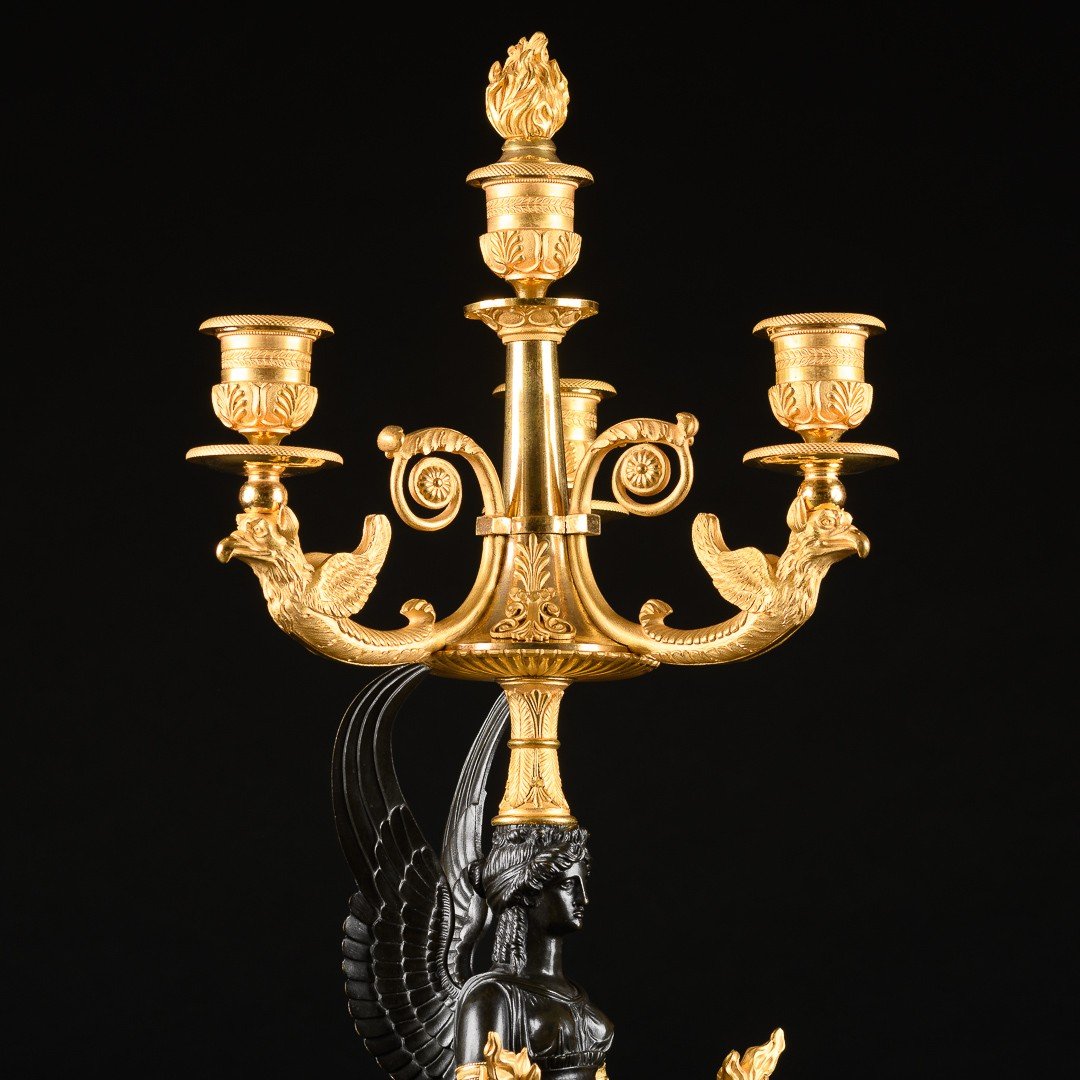 Pierre - Philippe Thomire - Spectacular Pair Of Early Empire Candelabra With Victories-photo-4