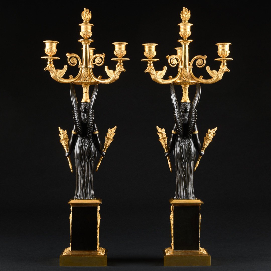 Pierre - Philippe Thomire - Spectacular Pair Of Early Empire Candelabra With Victories-photo-8