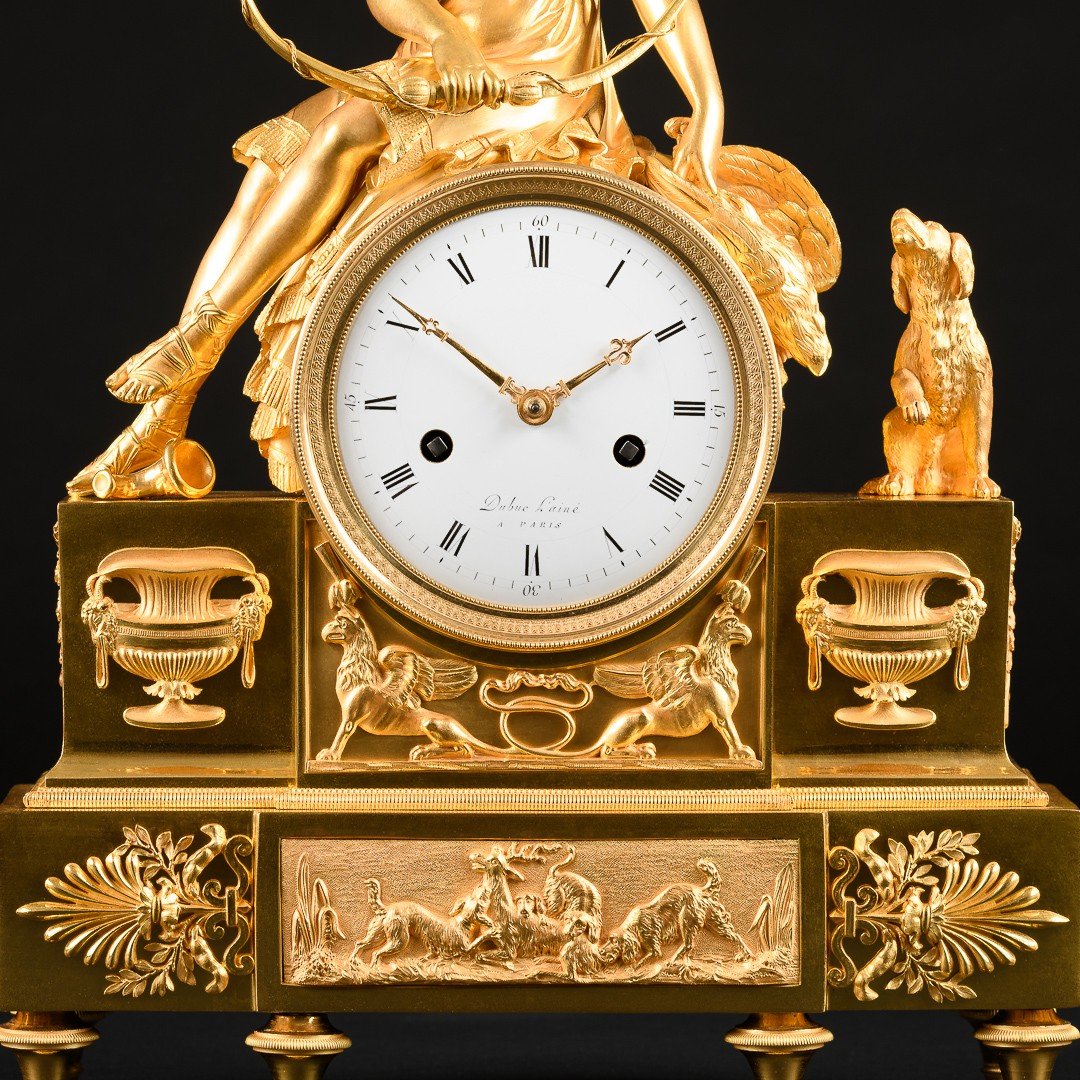 Directoire Period (1795-1799) - Exceptional Mythological Clock “ Diana Huntress ”-photo-3