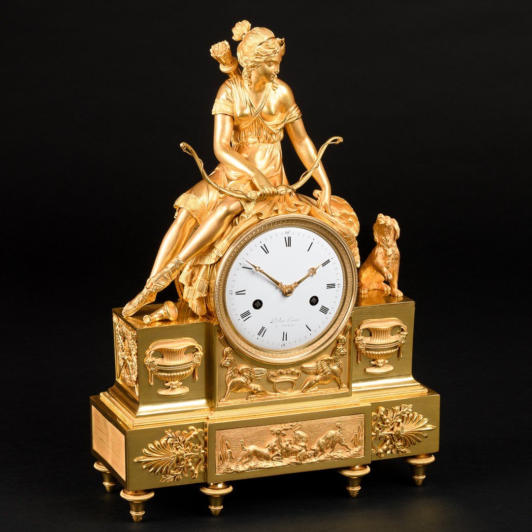 Directoire Period (1795-1799) - Exceptional Mythological Clock “ Diana Huntress ”-photo-4