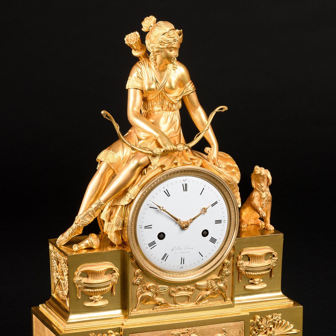 Directoire Period (1795-1799) - Exceptional Mythological Clock “ Diana Huntress ”-photo-1