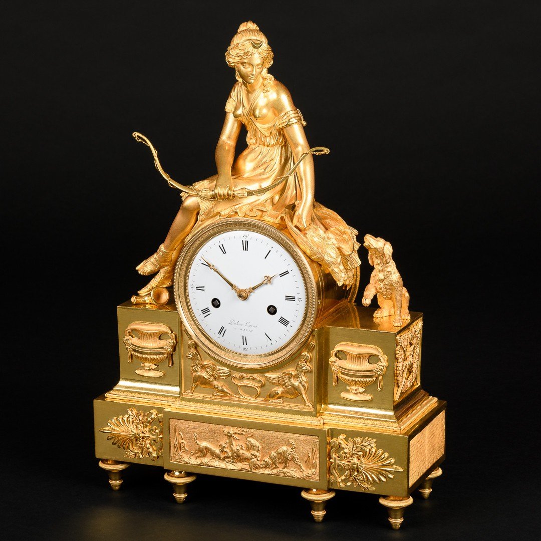 Directoire Period (1795-1799) - Exceptional Mythological Clock “ Diana Huntress ”-photo-3