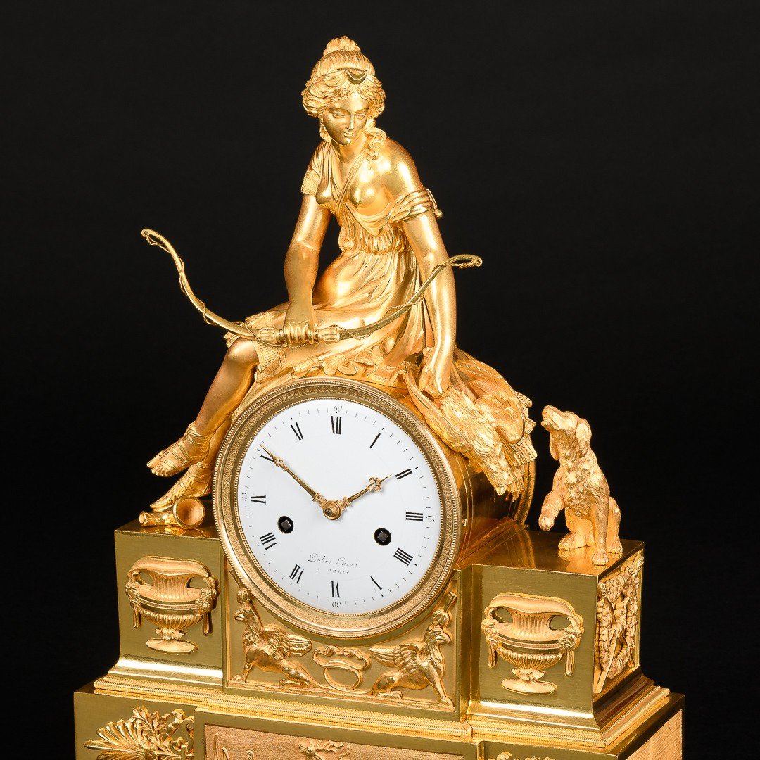 Directoire Period (1795-1799) - Exceptional Mythological Clock “ Diana Huntress ”-photo-4