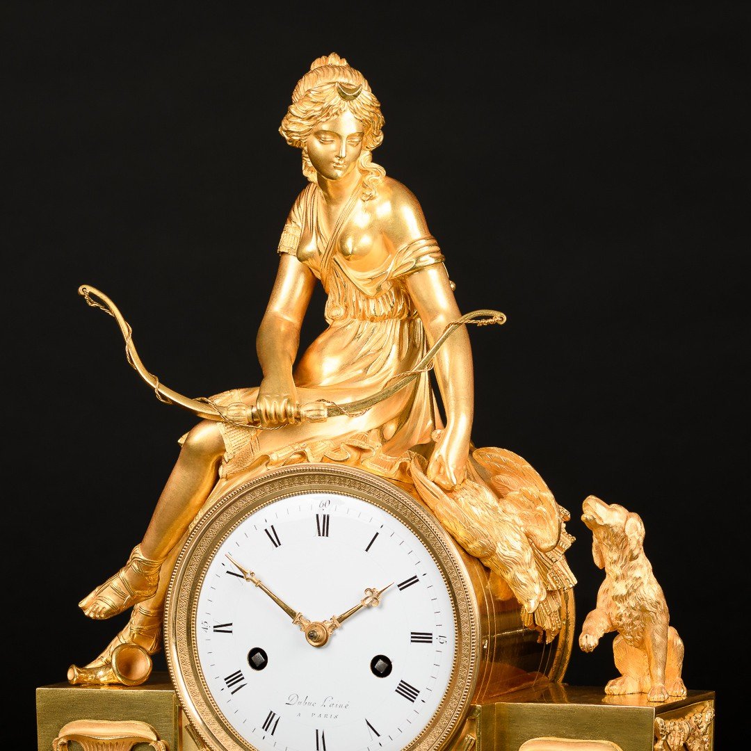 Directoire Period (1795-1799) - Exceptional Mythological Clock “ Diana Huntress ”-photo-5