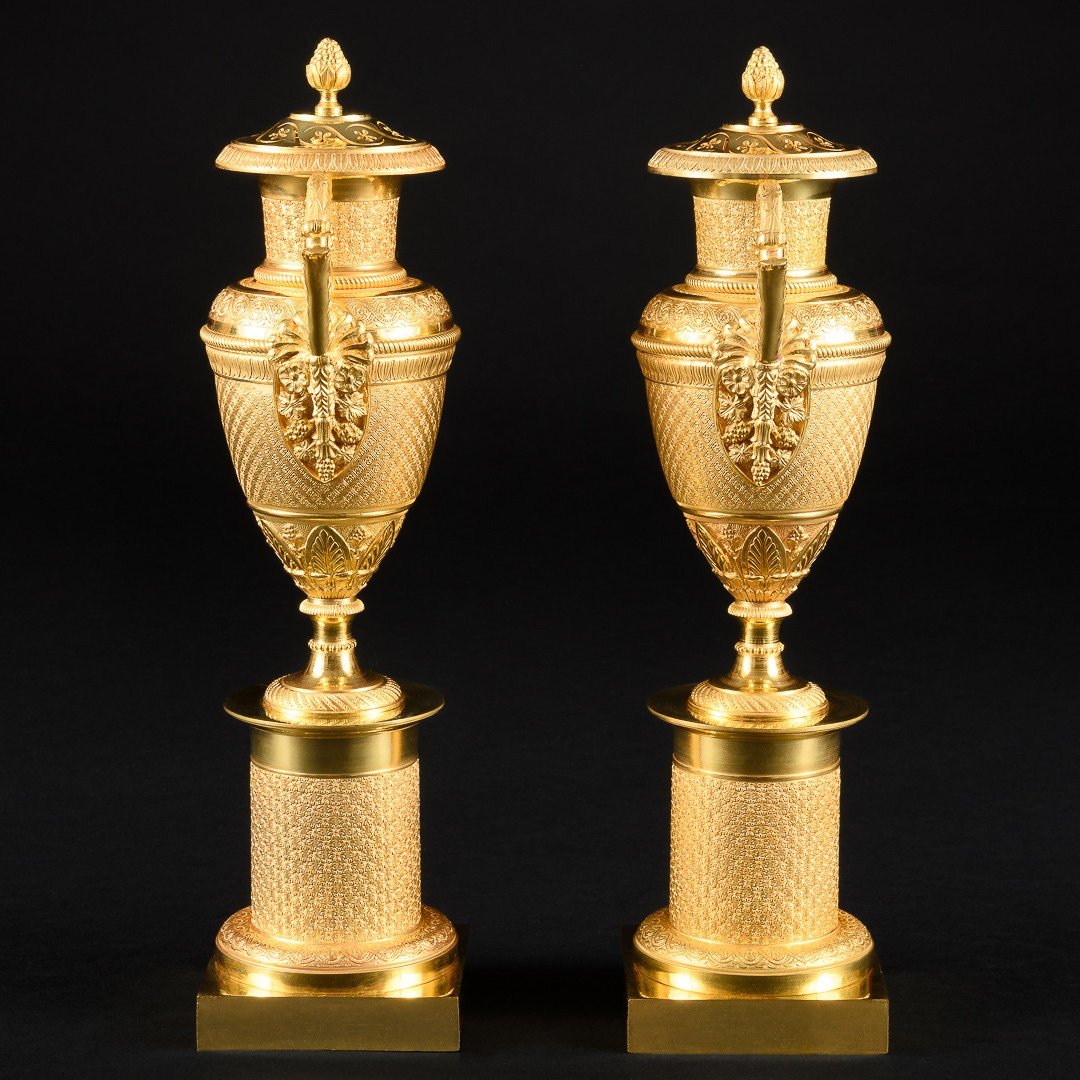 Stunning Pair Of Empire Cassolettes / Candlesticks For Double Use-photo-1