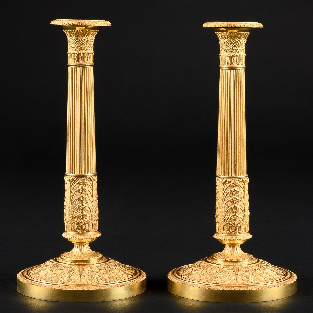 Signed Galle - Exceptionally Rare Pair Of Empire Candelabra -photo-3