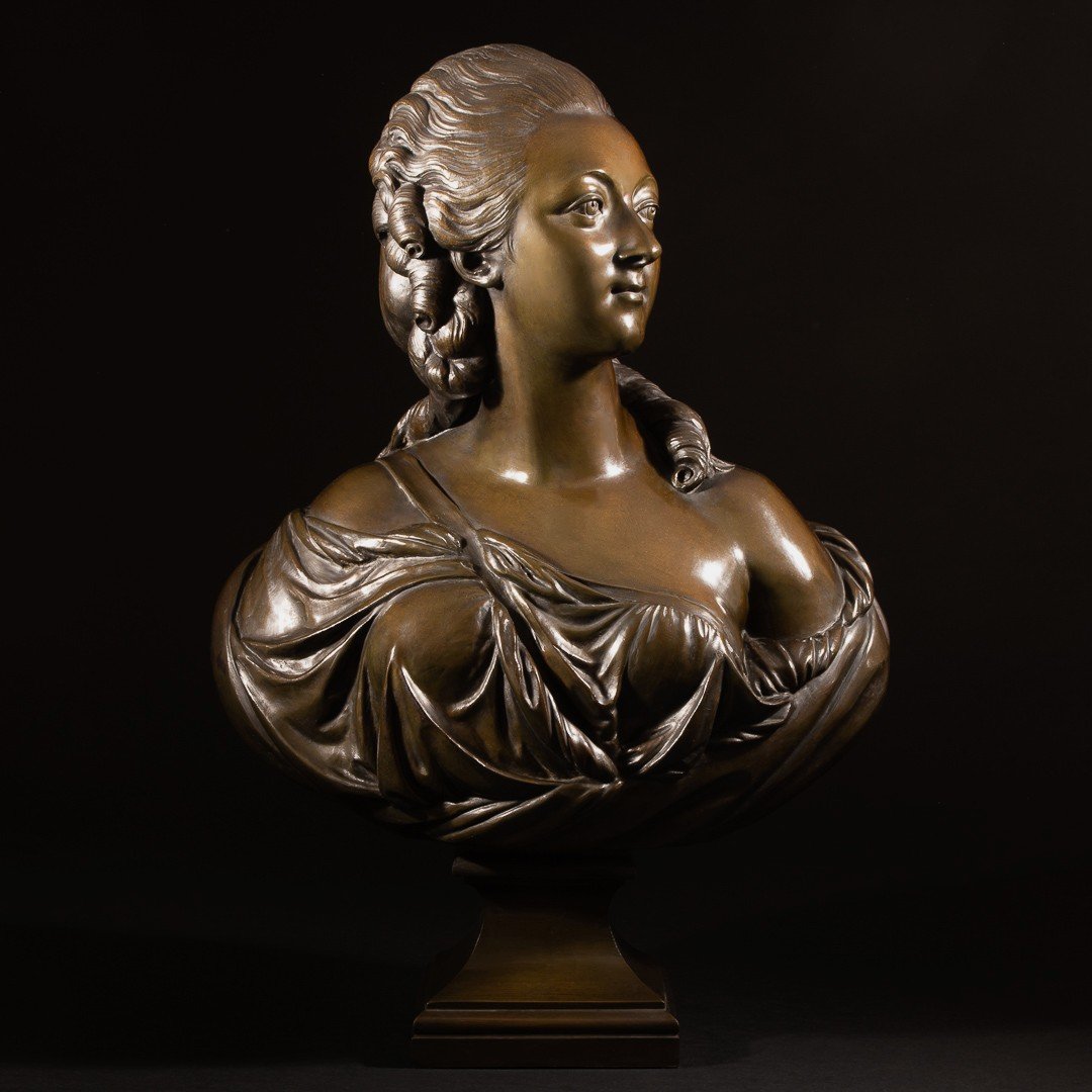 Impressionnant Buste En Bronze De Madame Du Barry Signé Augustin Pajou - Hauteur 71 cm