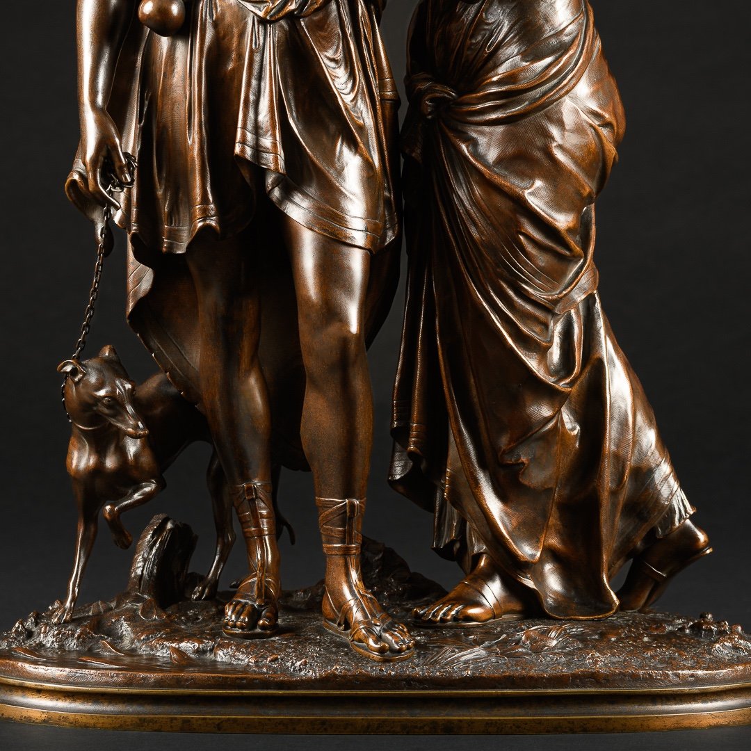 Large Bronze Sculpture “ Allegory Of Loyalty ” Signed Jean - Louis Grégoire (1840-1890)-photo-3