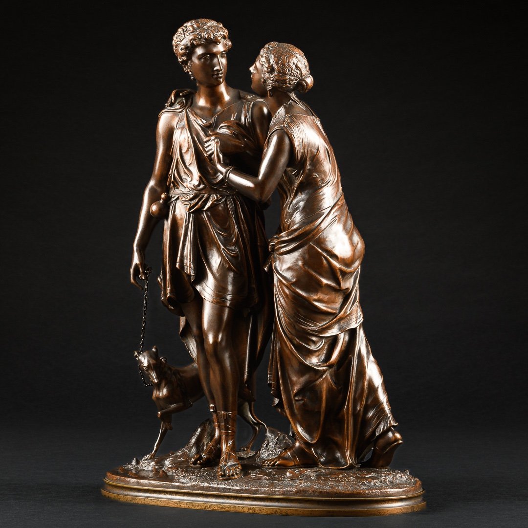 Large Bronze Sculpture “ Allegory Of Loyalty ” Signed Jean - Louis Grégoire (1840-1890)-photo-4