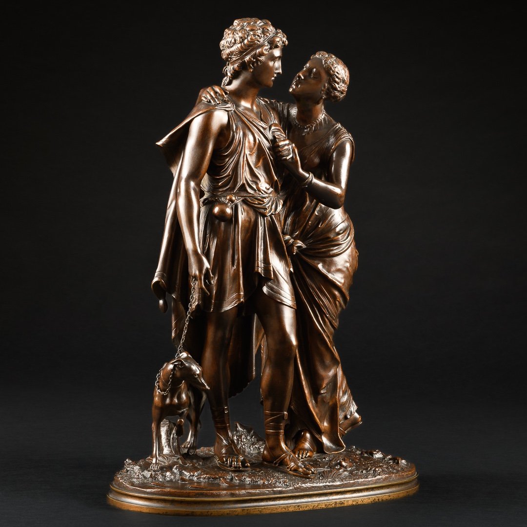 Large Bronze Sculpture “ Allegory Of Loyalty ” Signed Jean - Louis Grégoire (1840-1890)-photo-2