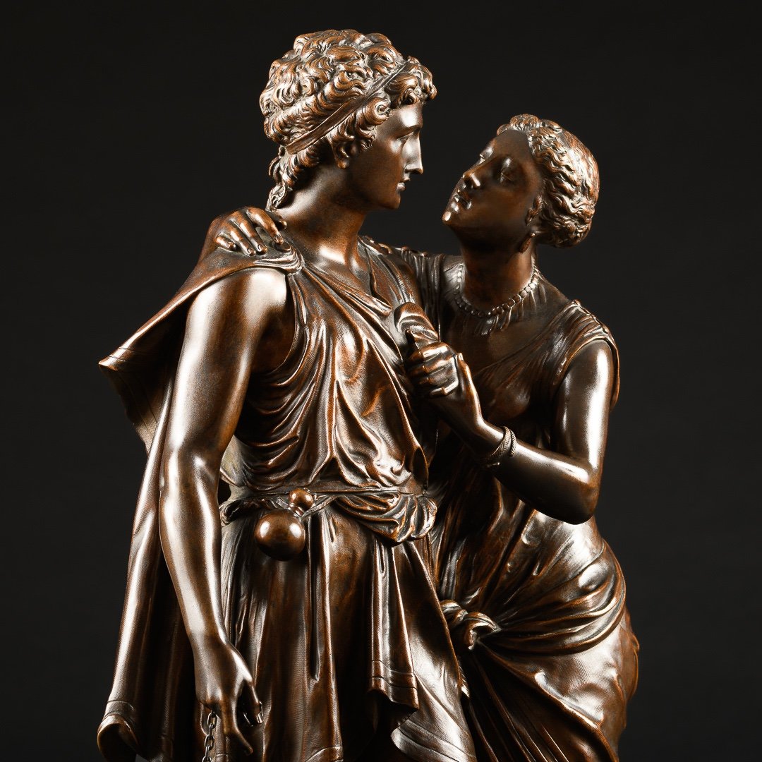 Large Bronze Sculpture “ Allegory Of Loyalty ” Signed Jean - Louis Grégoire (1840-1890)-photo-3