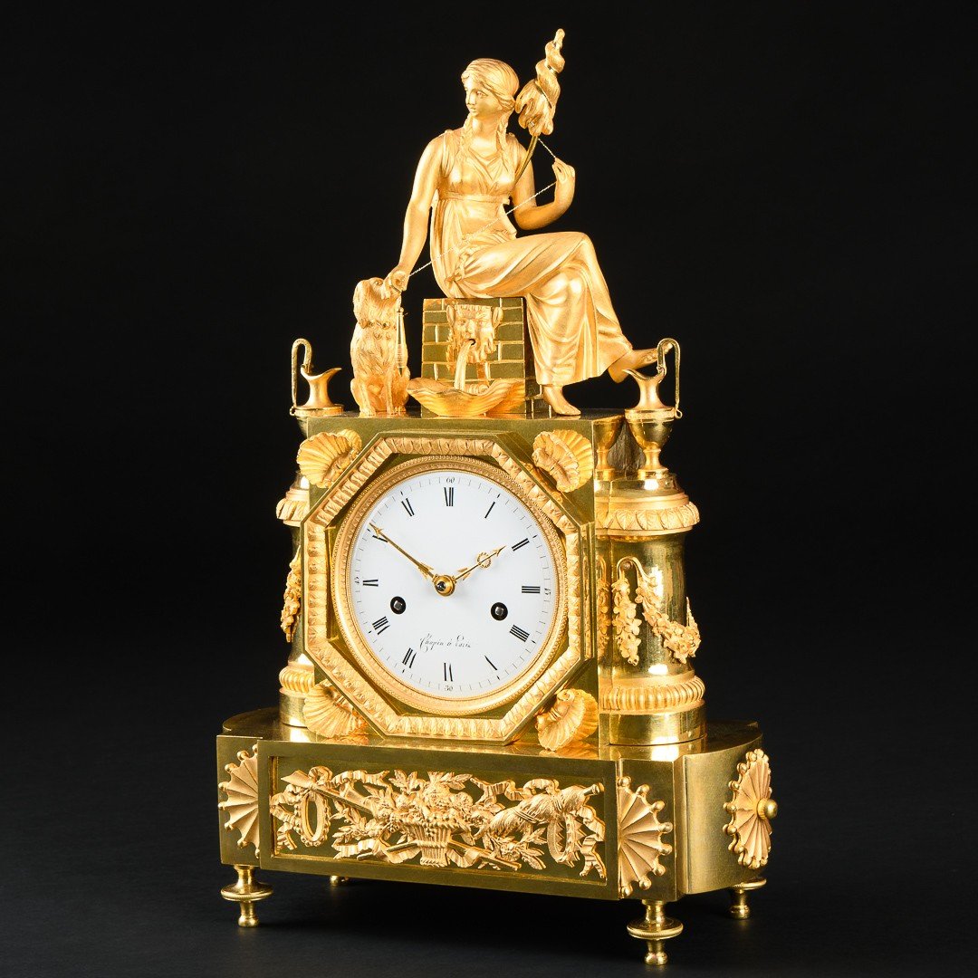 Superbe Pendule D’époque Directoire (1795-1799) “ Allégorie De La Fidélité ”-photo-4