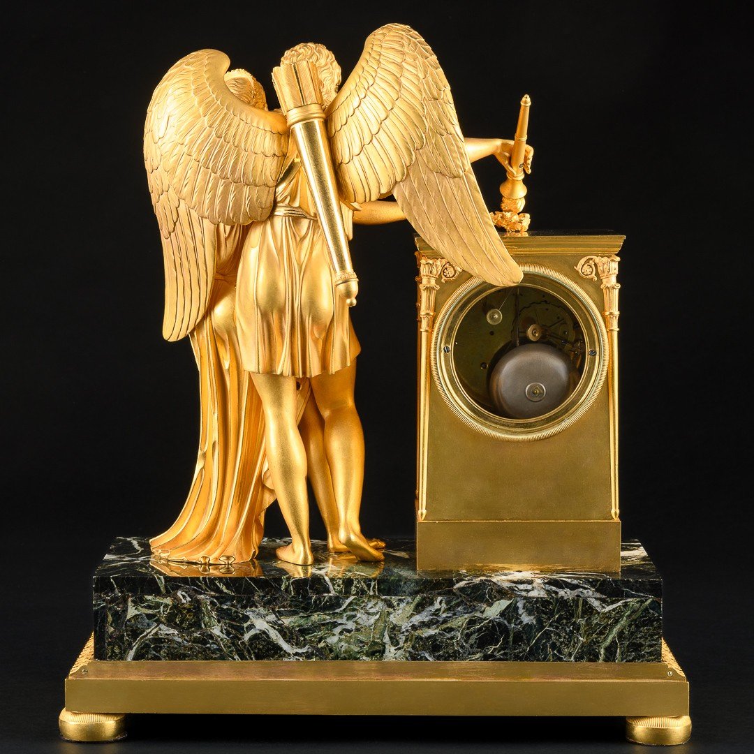  André - Antoine Ravrio - Extremely Rare Empire Mantel Clock “ Eros And Psyche ”-photo-4