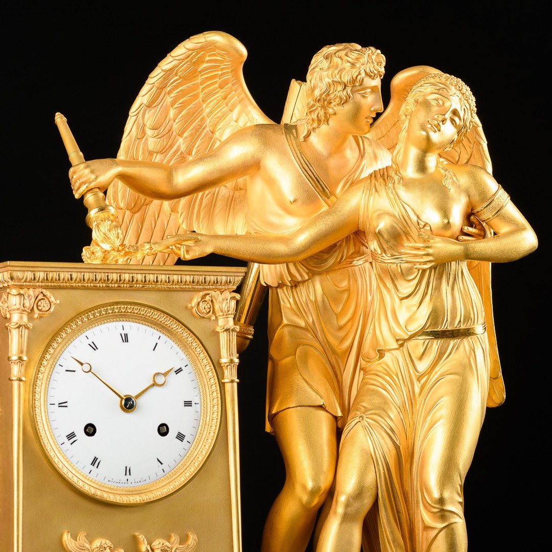  André - Antoine Ravrio - Extremely Rare Empire Mantel Clock “ Eros And Psyche ”-photo-1