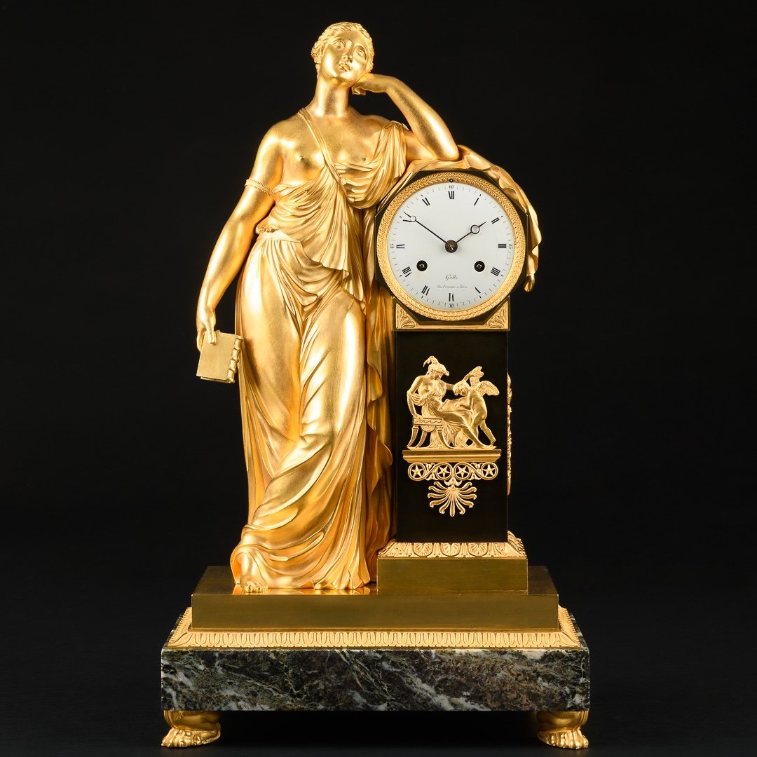 Signed Claude Galle - Important Early Empire Period Clock “ Allegory Of Meditation ”