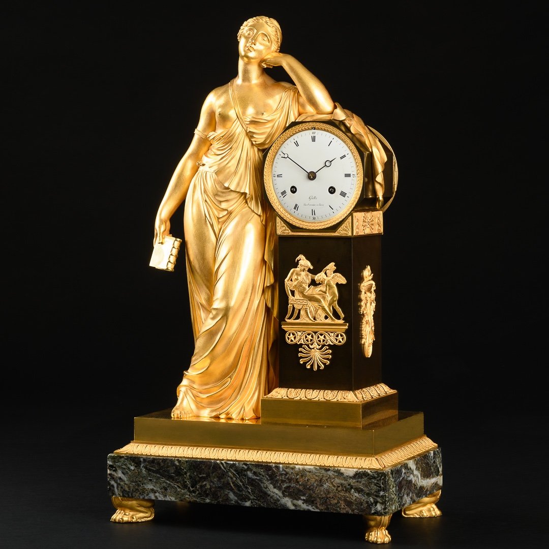 Signed Claude Galle - Important Early Empire Period Clock “ Allegory Of Meditation ”