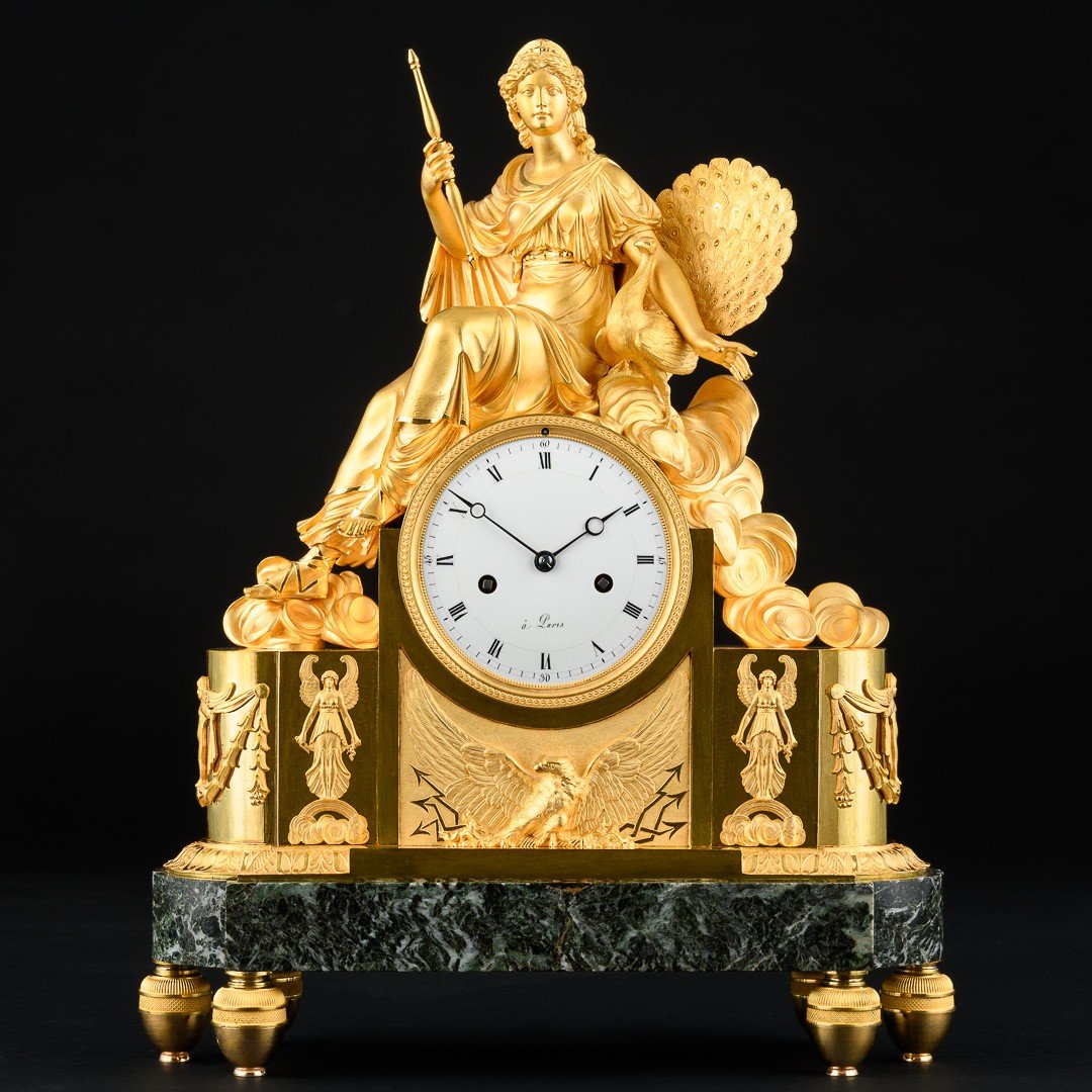 Mythological Empire Clock “ Hera With Peacock ”