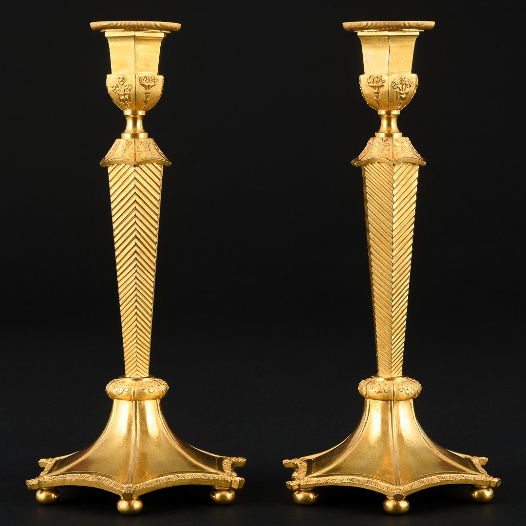 Claude Galle - Superior Rare Pair Of Empire Candlesticks - Circa 1805