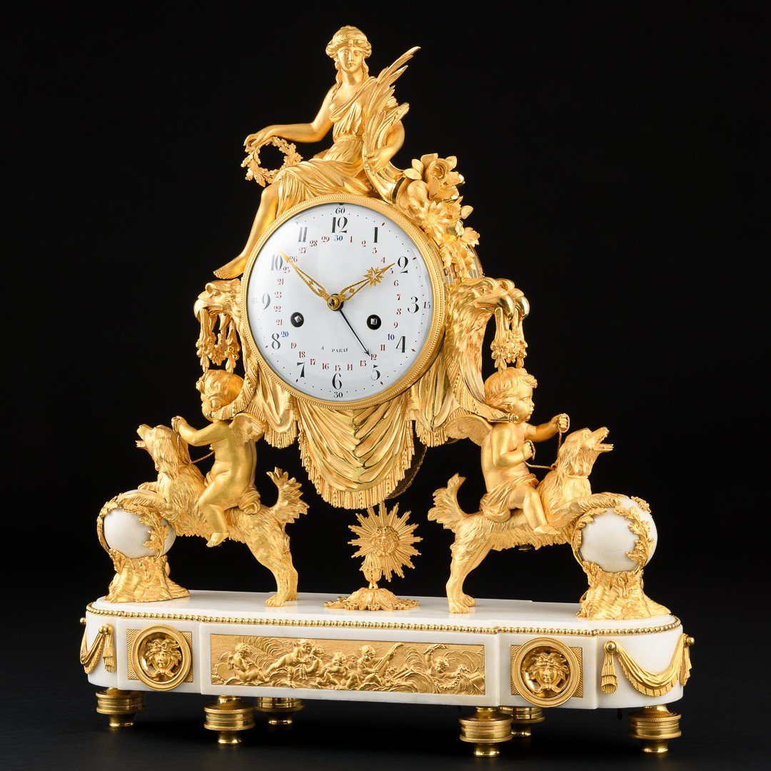 Important Louis XVI Period Mantel Clock “ Abundantia “-photo-1