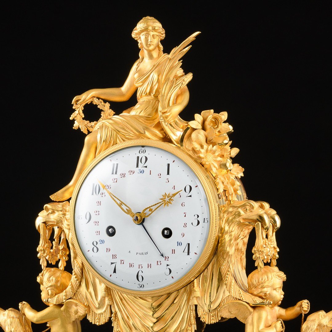 Important Louis XVI Period Mantel Clock “ Abundantia “-photo-2