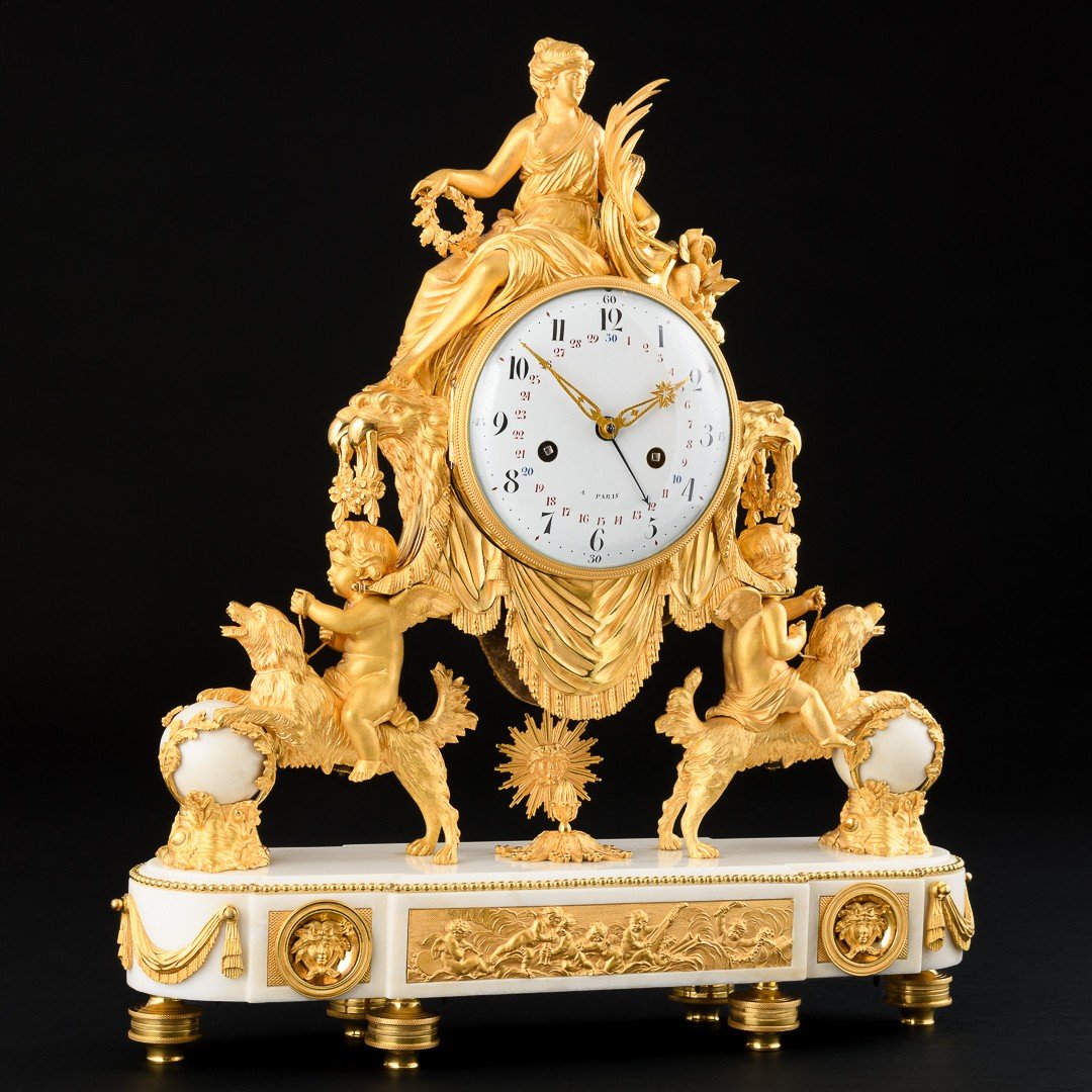 Important Louis XVI Period Mantel Clock “ Abundantia “-photo-4