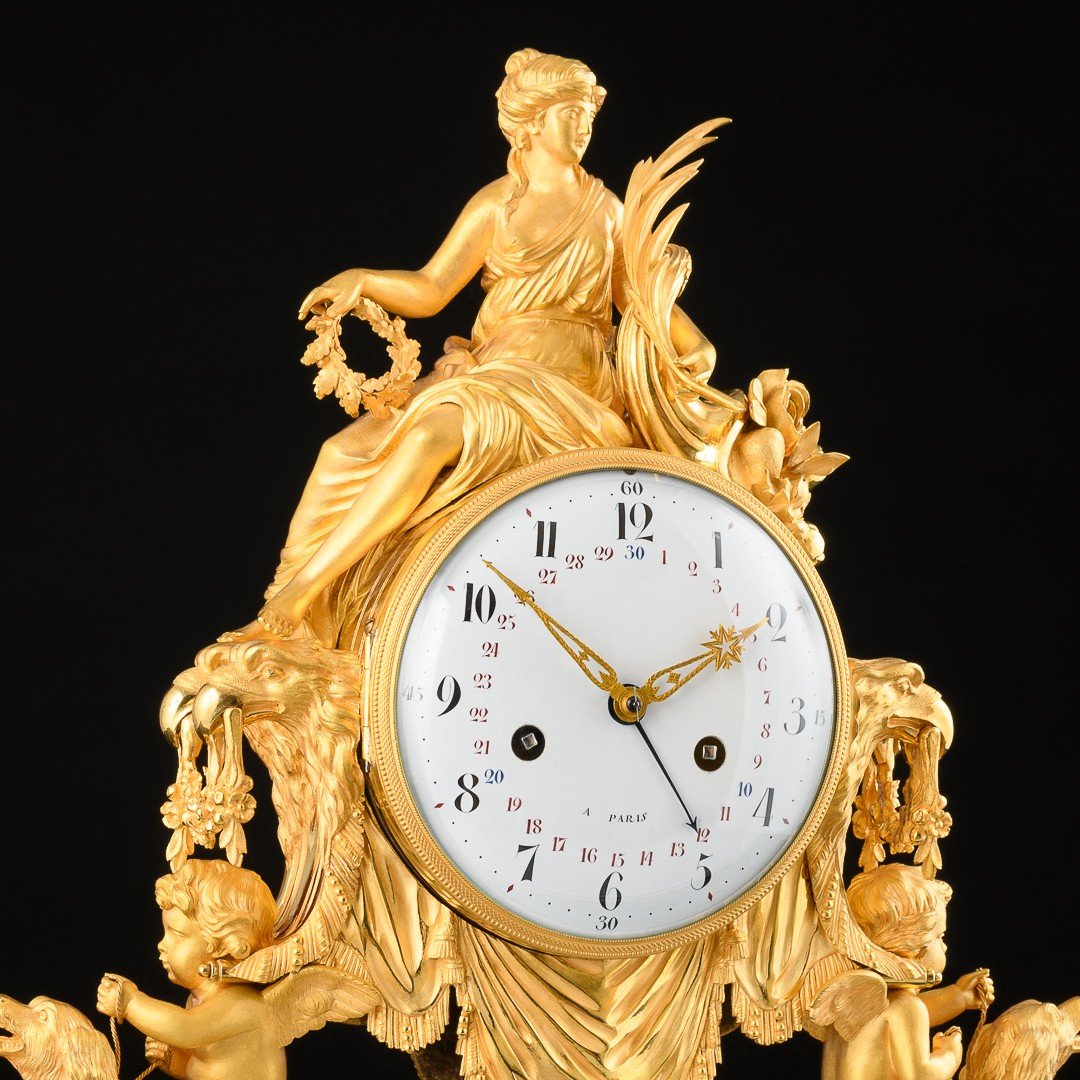 Important Louis XVI Period Mantel Clock “ Abundantia “-photo-5