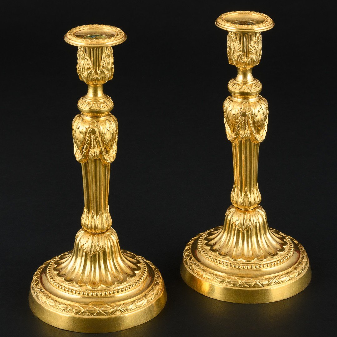 Rare Large Pair Of 18th Century Louis XVI Period Candlesticks - Circa 1780