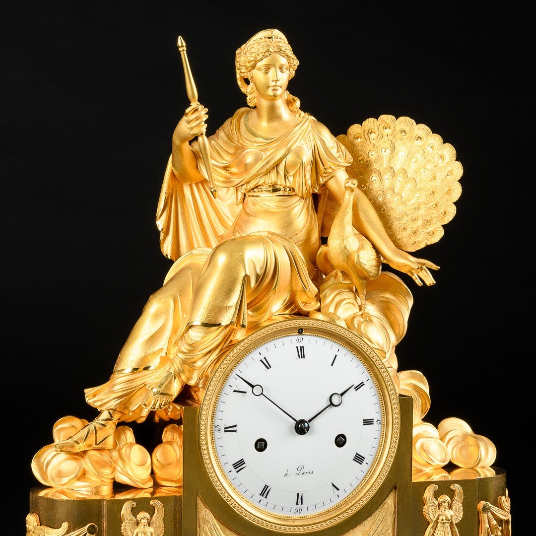 Superbe  Pendule Empire Mythologique “ Héra Avec Paon ” - Vers 1810-photo-1