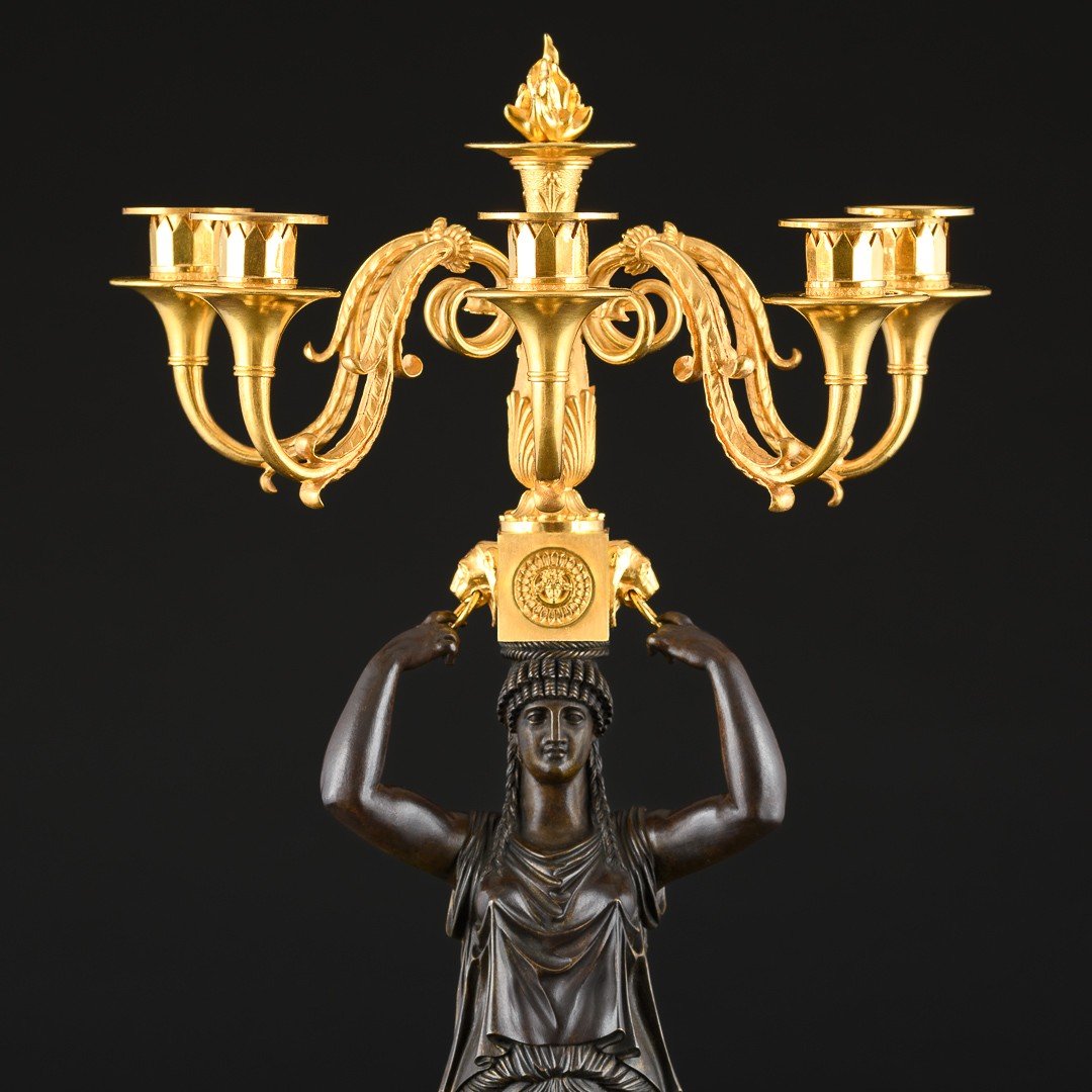 Pierre - Philippe Thomire - Specatacular Pair Of Empire Candelabra “ Retour D’égypte ” -photo-1