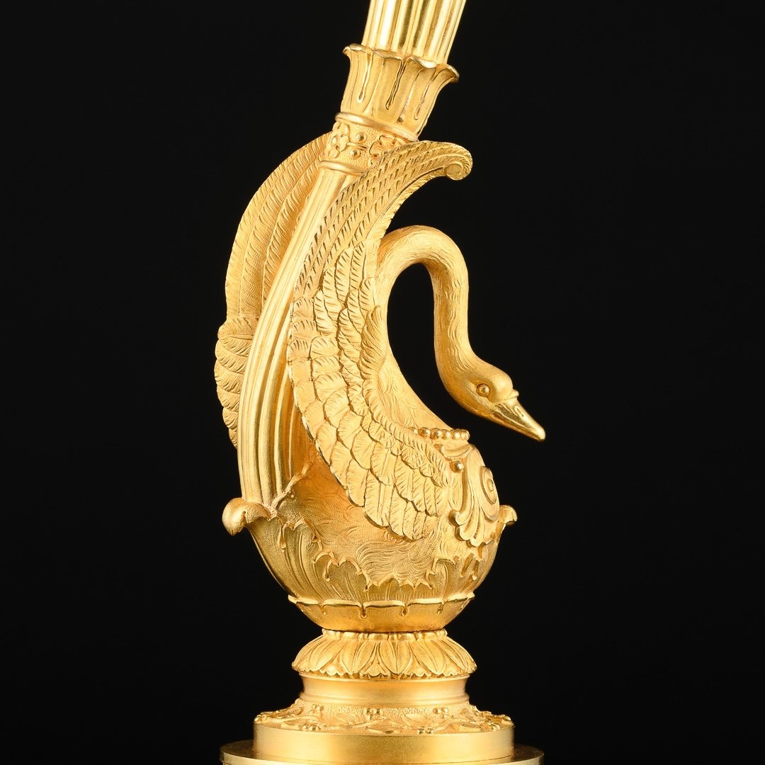 Paire De Candélabres Empire “ Léda Et Le Cygne ” - Vers 1815-photo-4