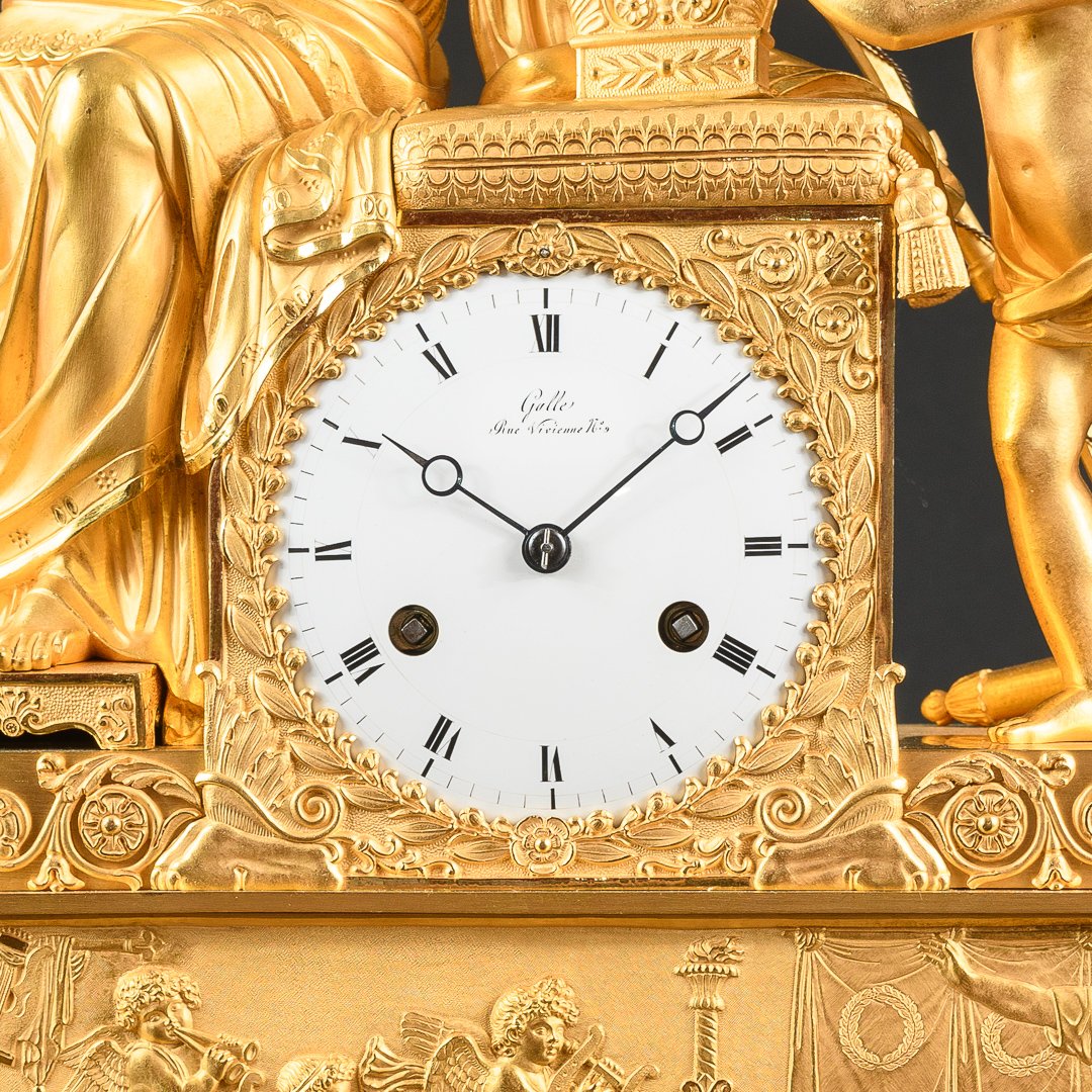 Signed Claude Galle - Extraordinary Empire Clock With Erato &  Eros -photo-2