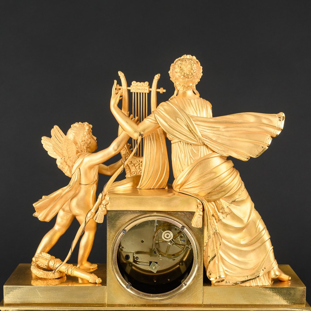 Signed Claude Galle - Extraordinary Empire Clock With Erato &  Eros -photo-4