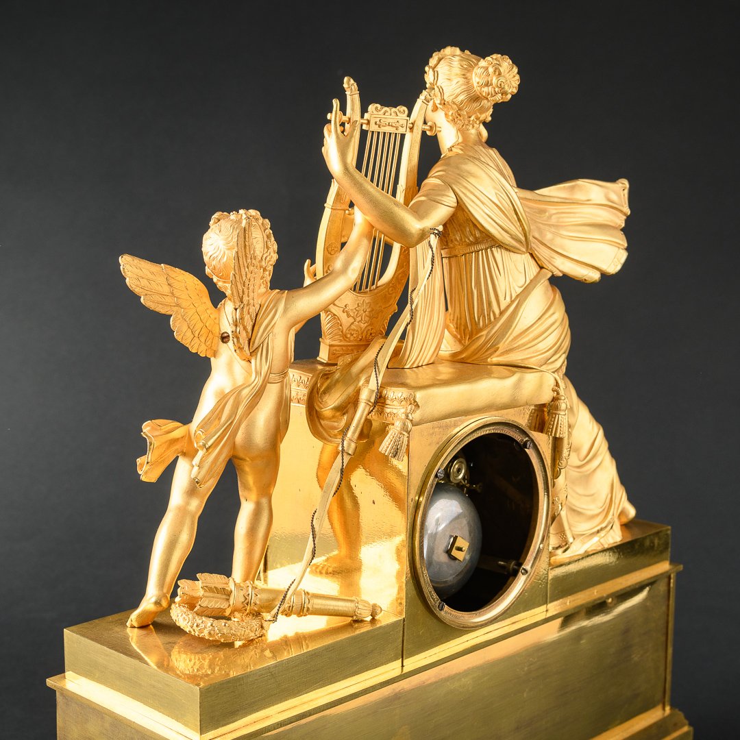 Signed Claude Galle - Extraordinary Empire Clock With Erato &  Eros -photo-5