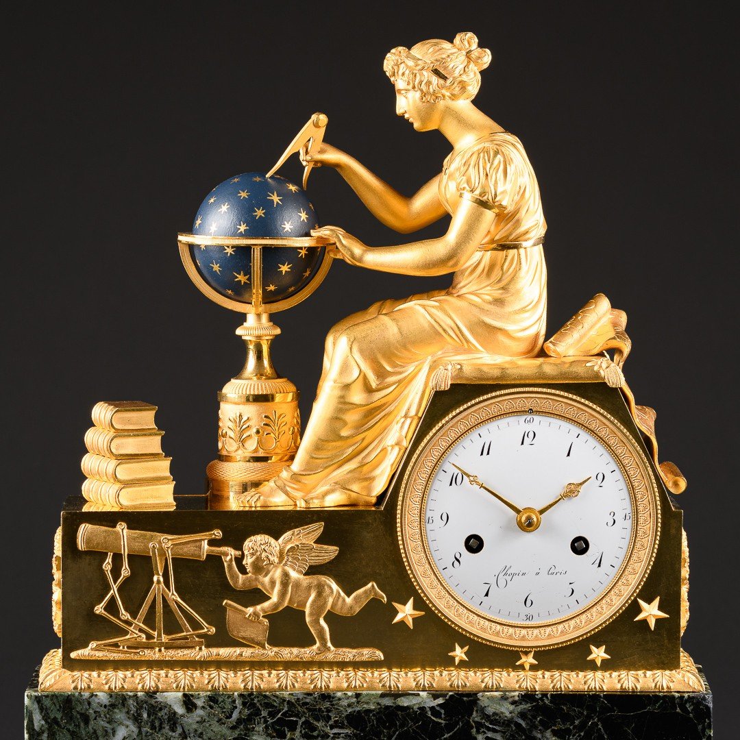 Exquisite Empire Clock “ The Study Of Astronomy ” After Design By Jean - André Reiche -photo-2