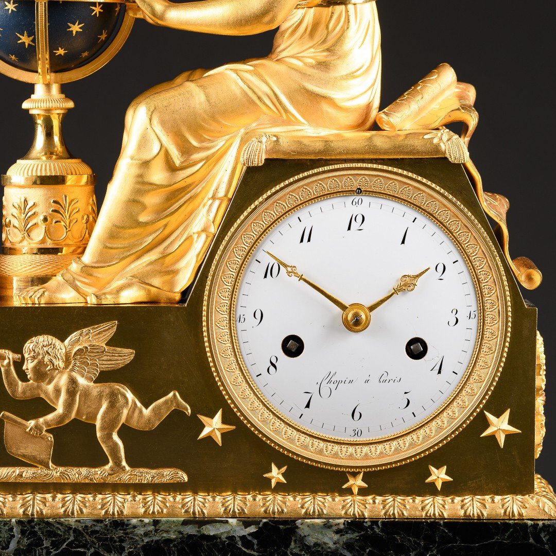 Exquisite Empire Clock “ The Study Of Astronomy ” After Design By Jean - André Reiche -photo-3