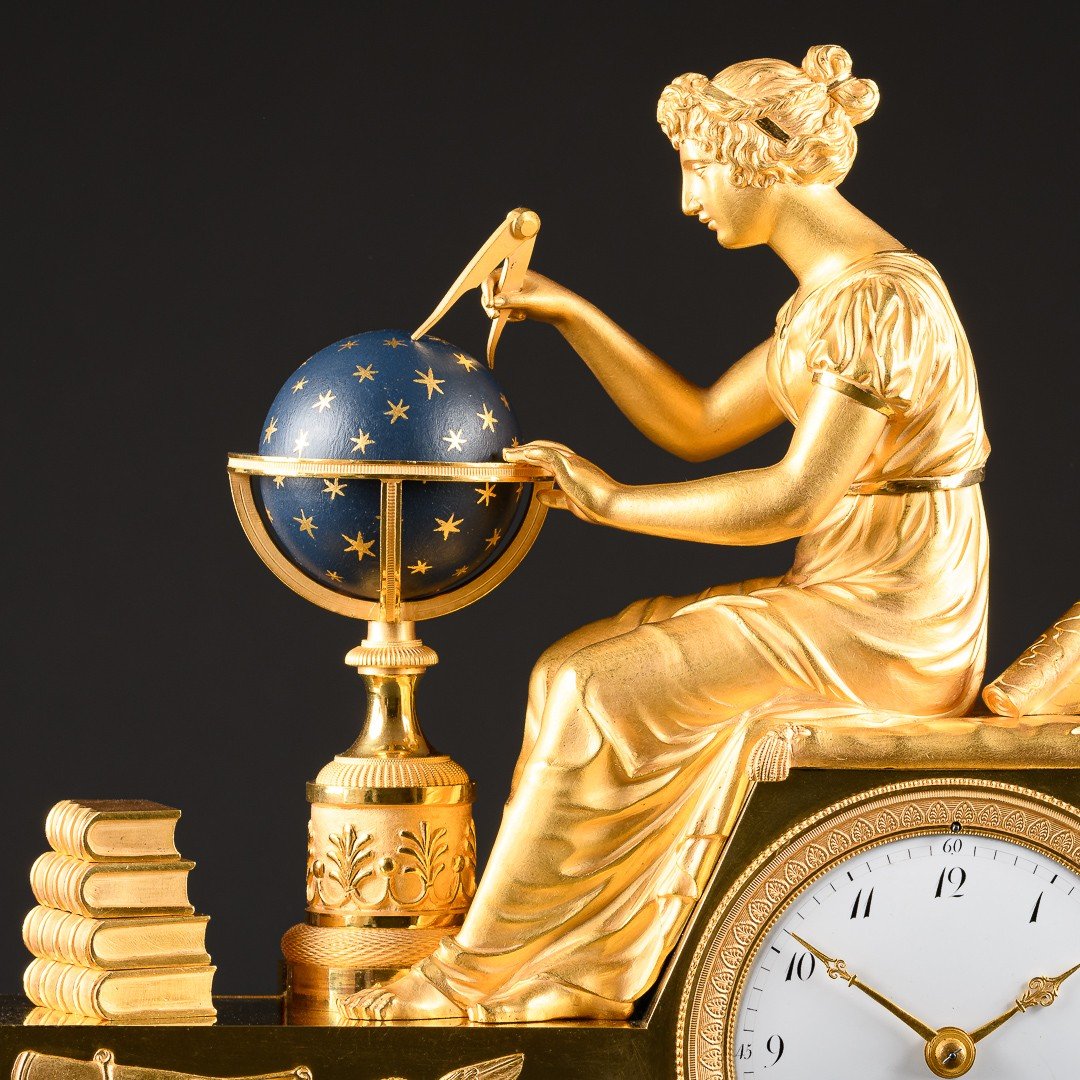 Exquisite Empire Clock “ The Study Of Astronomy ” After Design By Jean - André Reiche -photo-4