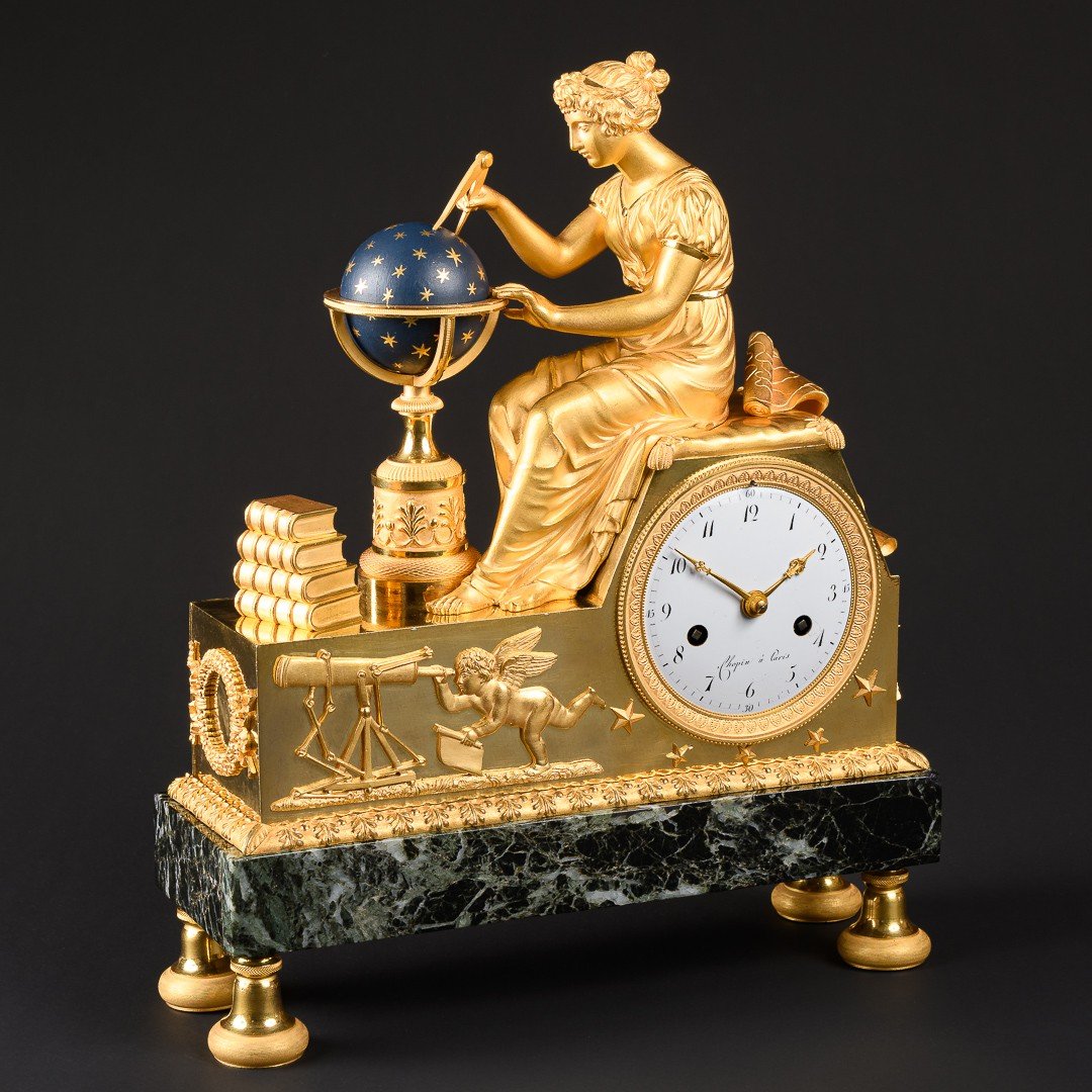 Exquisite Empire Clock “ The Study Of Astronomy ” After Design By Jean - André Reiche -photo-1